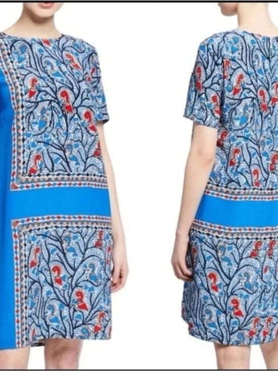 TORY BURCH Mallory Something Wild 100% Silk Printed Shift Dress - Picture 13 of 13